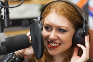 woman talking on radio